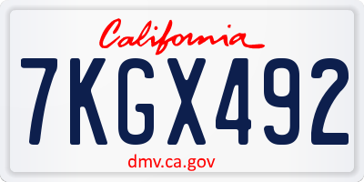 CA license plate 7KGX492