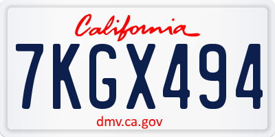 CA license plate 7KGX494