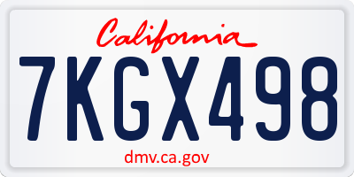 CA license plate 7KGX498