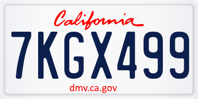 CA license plate 7KGX499