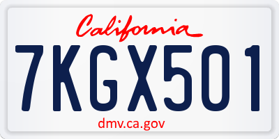 CA license plate 7KGX501