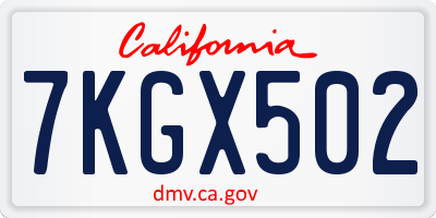 CA license plate 7KGX502