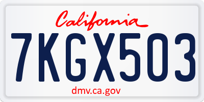 CA license plate 7KGX503