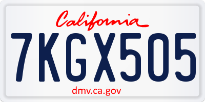 CA license plate 7KGX505
