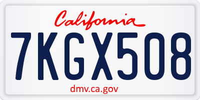 CA license plate 7KGX508