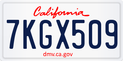 CA license plate 7KGX509