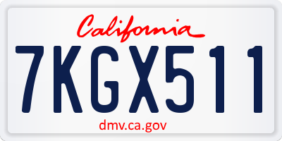 CA license plate 7KGX511
