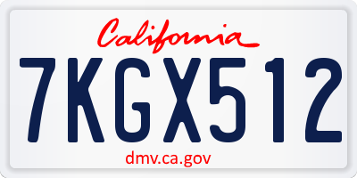 CA license plate 7KGX512