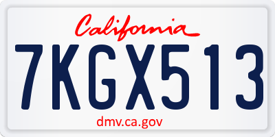 CA license plate 7KGX513