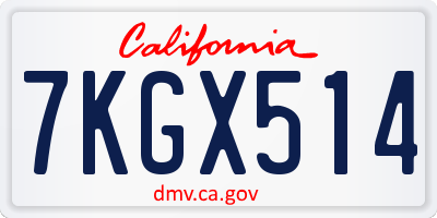 CA license plate 7KGX514