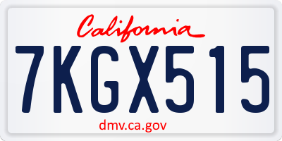CA license plate 7KGX515