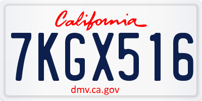 CA license plate 7KGX516