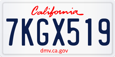CA license plate 7KGX519