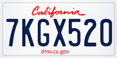 CA license plate 7KGX520