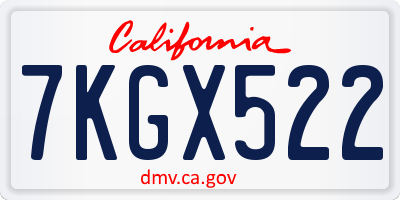 CA license plate 7KGX522