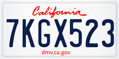 CA license plate 7KGX523
