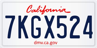 CA license plate 7KGX524