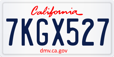 CA license plate 7KGX527