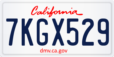 CA license plate 7KGX529