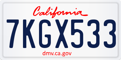 CA license plate 7KGX533