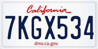 CA license plate 7KGX534