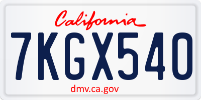CA license plate 7KGX540