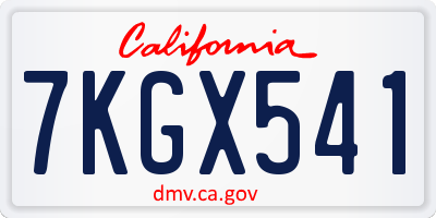 CA license plate 7KGX541