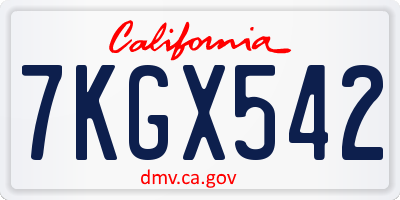 CA license plate 7KGX542