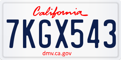CA license plate 7KGX543