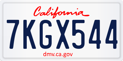 CA license plate 7KGX544
