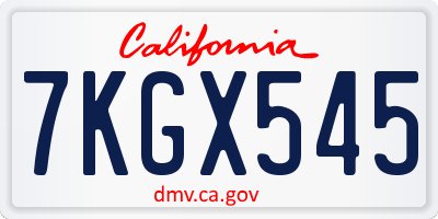 CA license plate 7KGX545