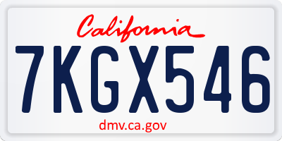 CA license plate 7KGX546