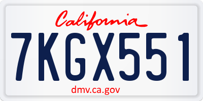 CA license plate 7KGX551