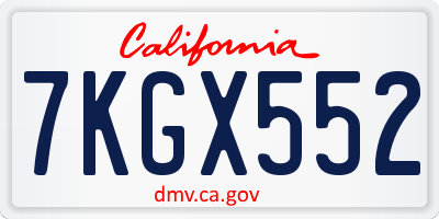 CA license plate 7KGX552