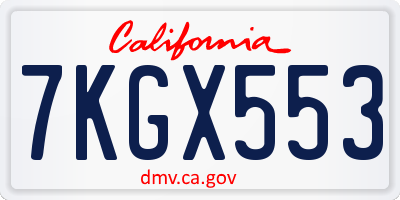 CA license plate 7KGX553
