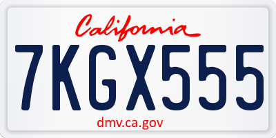CA license plate 7KGX555