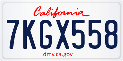 CA license plate 7KGX558