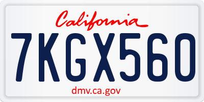 CA license plate 7KGX560