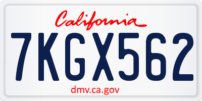 CA license plate 7KGX562