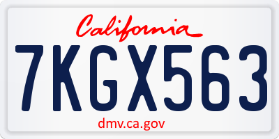 CA license plate 7KGX563