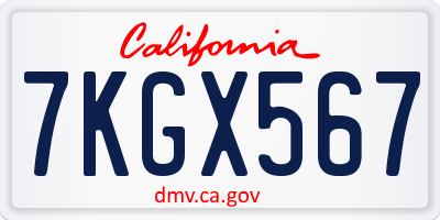 CA license plate 7KGX567