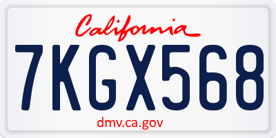 CA license plate 7KGX568