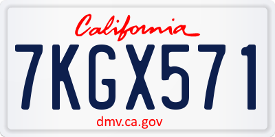 CA license plate 7KGX571