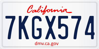 CA license plate 7KGX574
