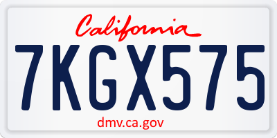 CA license plate 7KGX575