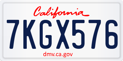 CA license plate 7KGX576