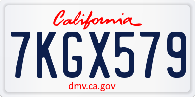 CA license plate 7KGX579