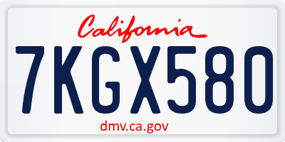 CA license plate 7KGX580