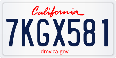 CA license plate 7KGX581