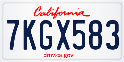 CA license plate 7KGX583